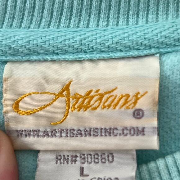 Artisans Wild Horses Graphic Crewneck Sweatshirt Mint Green Women’s Size L Y2K - Picture 2 of 5